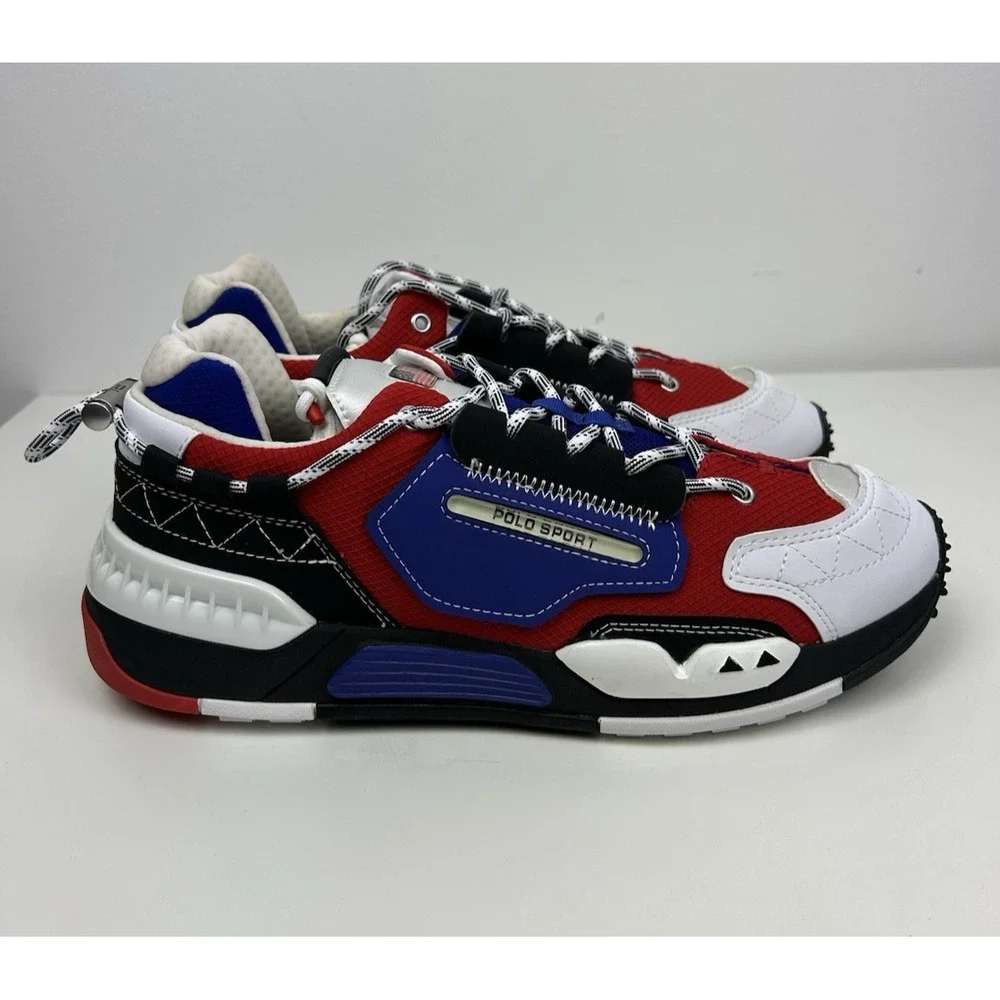 Polo Sport Ralph Lauren PS200 Sneakers Men 9.5 Red White Blue USA Athletic Shoes